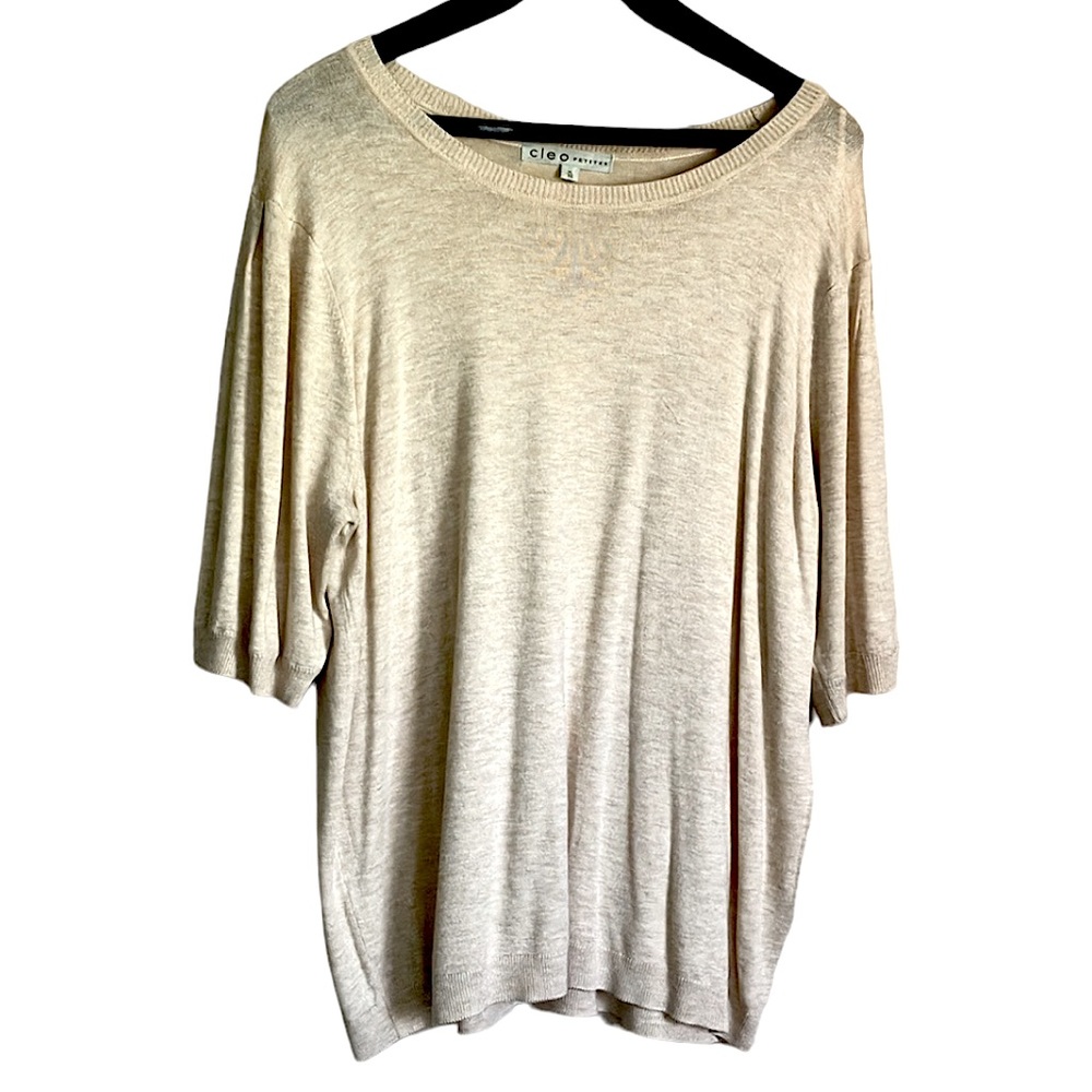 cleo Cream Scoop Neck Lightweight Sweater